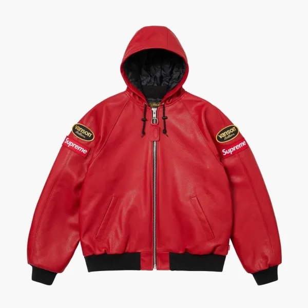 Supreme x Vanson Leathers Hooded Work Jacket Red