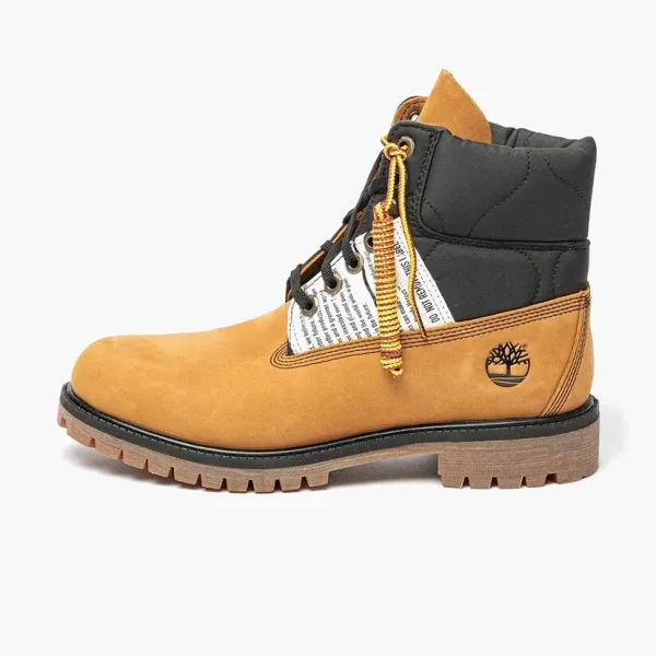 Timberland Premium 6 Inch Leather and Fabric Boots Wheat Nubuck with Black
