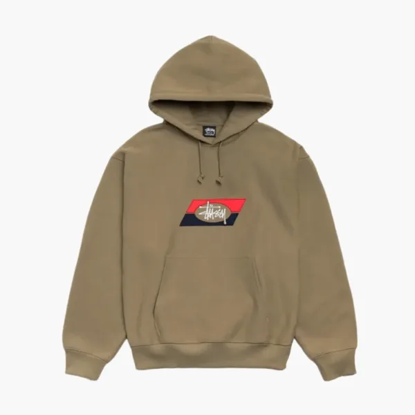 Stussy Double Stripe Embroidered Hoodie Army