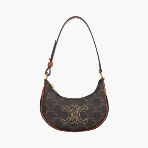 Celine Mini Ava in Triomphe Canvas and Calfskin Brown