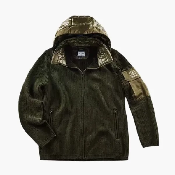 Spyder x C.P. Company Patchwork Detachable Hood Wool Sweater Ivy Green