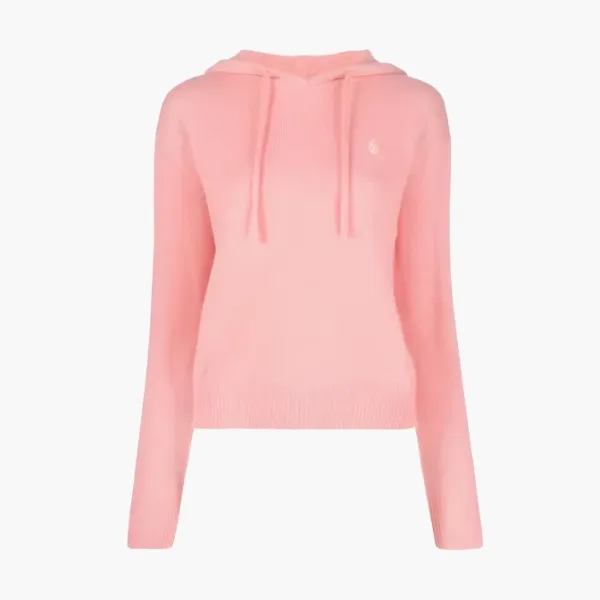 Sporty & Rich logo-embroidered Cashmere Hoodie Pink