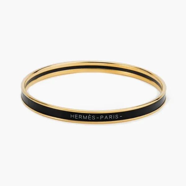 Hermès Enamel Bangles Unisex Black