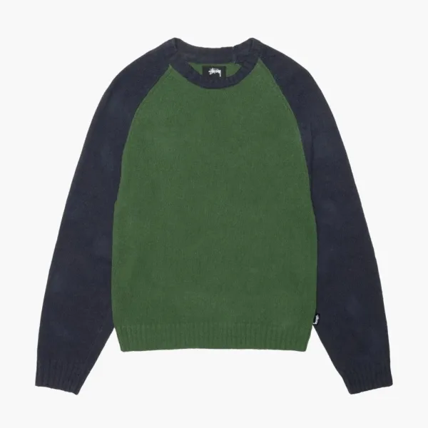Stussy Colorblocked Raglan Knit Crew Green