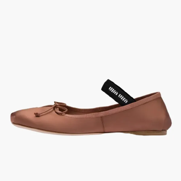 Miu Miu Satin Ballerinas Cocoa Brown