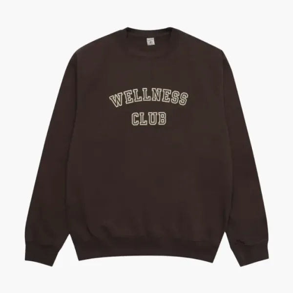 Sporty & Rich Wellness Club Flocked Crewneck Chocolate/Cream
