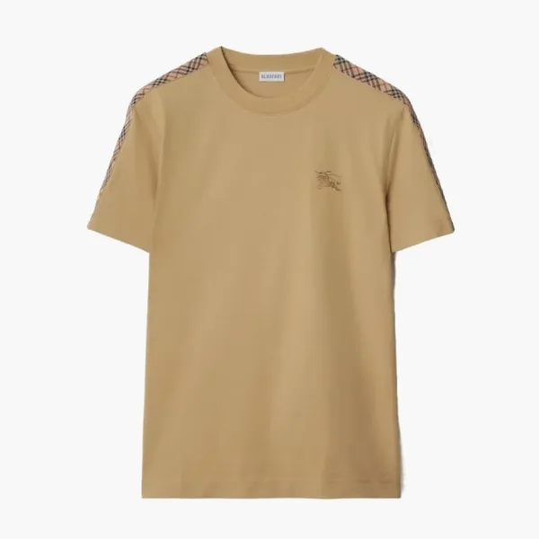 Burberry Check Trim Cotton T-shirt Flax