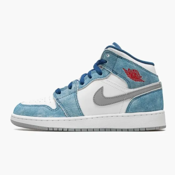 Air Jordan 1 Mid GS French Blue Fire Red