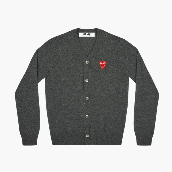 COMME des GARCONS PLAY Cardigan Red Emblem Grey