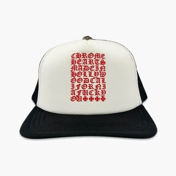 Chrome Hearts Eyechart Trucker Hat Black/White/Red
