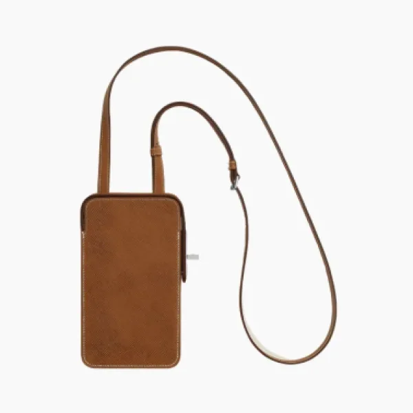 Hermes Hac A Bo Epsom Calfskin Cell Phone Pouch Brown