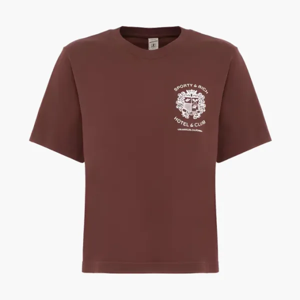 Sporty & Rich logo-print Cotton T-shirt Brown