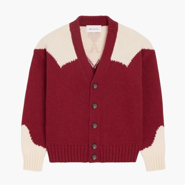 Ami Paris Ami De Coeur Cardigan Sunset Red / Moonlight