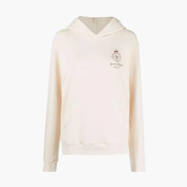 Sporty & Rich Logo cotton hoodie Beige