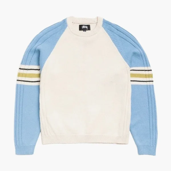 Stussy Stripe Raglan Crew Blue