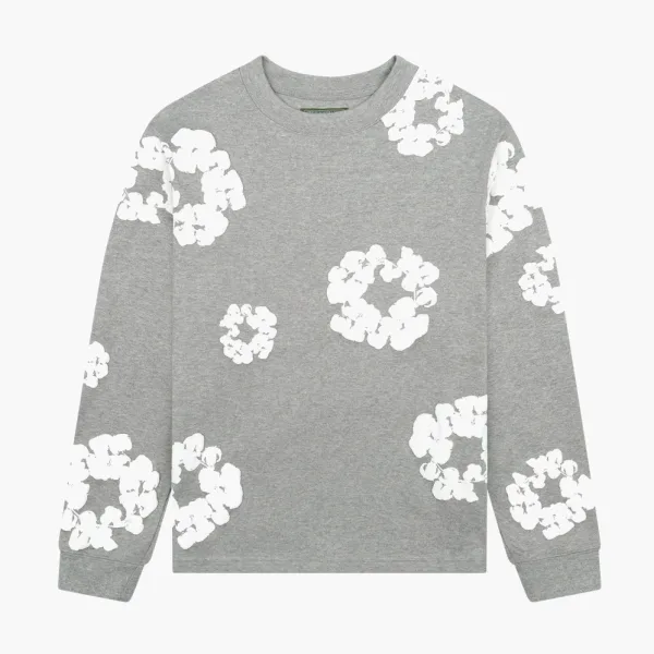 Denim Tears Cotton Wreath Long Sleeve T-Shirt Grey