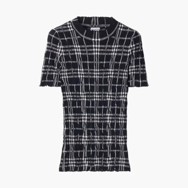 Burberry Check Wool Blend Top Black