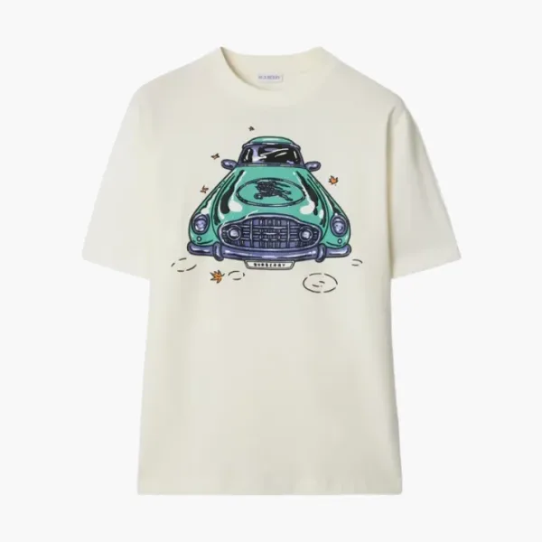 Burberry Car Cotton T-shirt Chalk