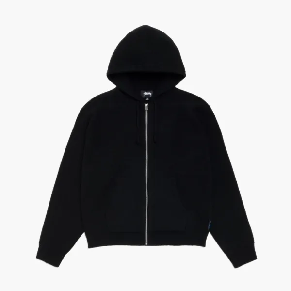 Stussy Textured Zip Hooded Sweater Black