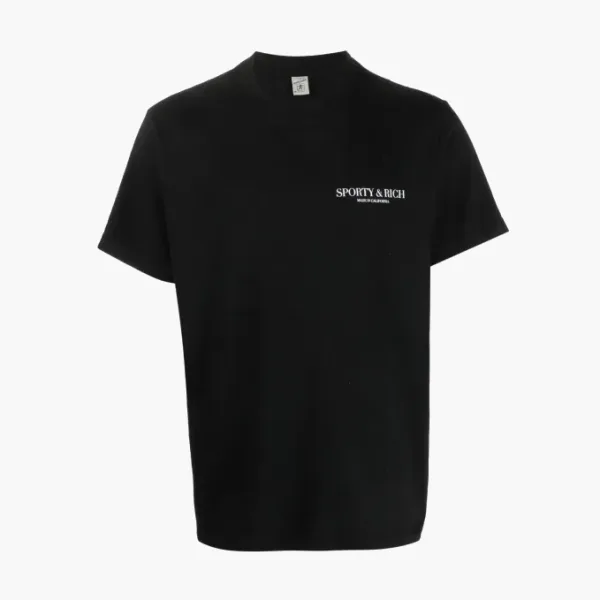 Sporty & Rich logo-print Cotton T-shirt Black