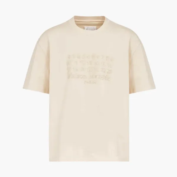 Maison Margiela Men's Number Embroidery T-Shirt Beige