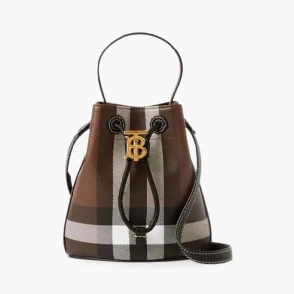 Burberry Mini TB Bucket Bag Dark Birch Brown