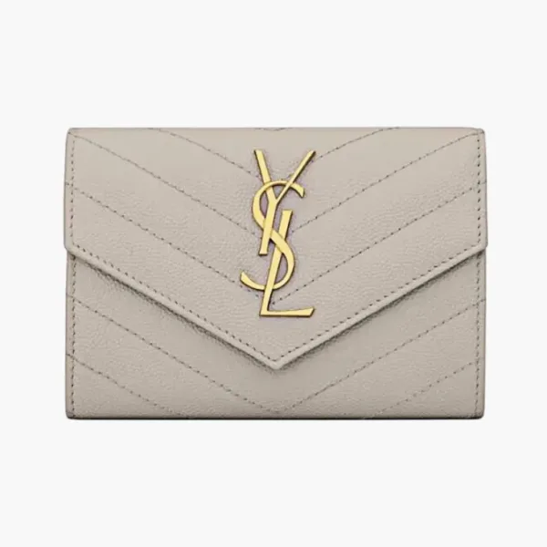 Saint Laurent Cassandre Grain De Poudre Envelope Wallet Small Blanc Vintage