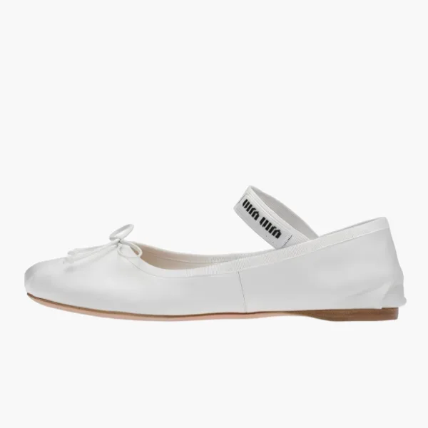 Miu Miu Satin Ballerinas White