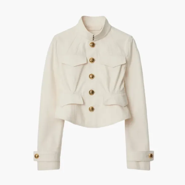 Burberry Cropped Cotton Jacket Ecru