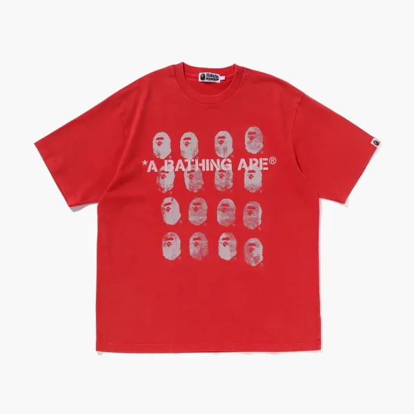 A Bathing Ape Garment Dye Logo Relaxed Fit Tee Red