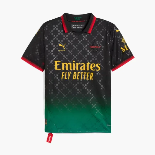 OFF-WHITE x Puma AC Milan Replica Jersey Black