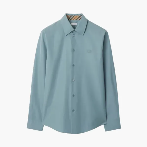 Burberry Slim Fit Cotton Poplin Shirt Blue