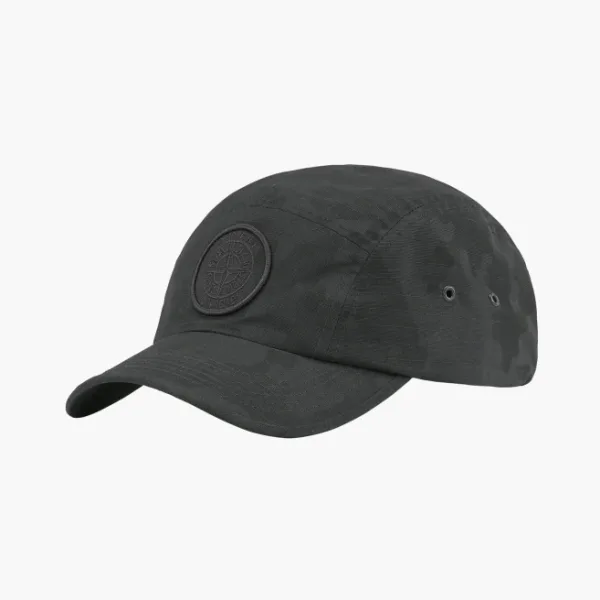Stone Island X Supreme Reactive Ice Camo Ripstop Camp Cap Black