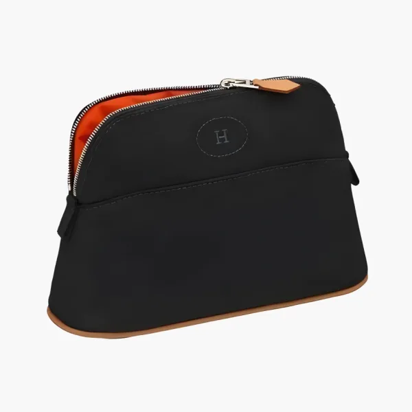 HERMES Bolide Canvas Bowling Bag Canvas Bag Storage Bag Black