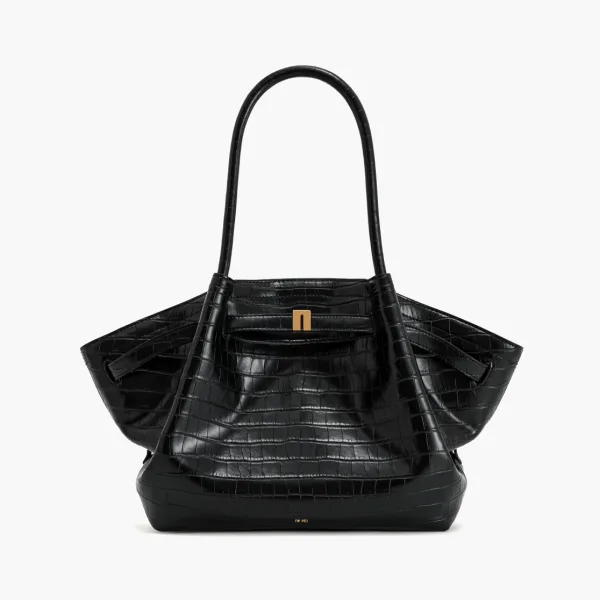 JW PEI Hana Medium Tote Bag Black Croc