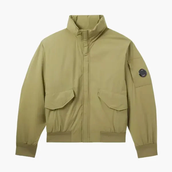 C.P. Company Logo-appliquéd Padded Pro-tek Bomber Green