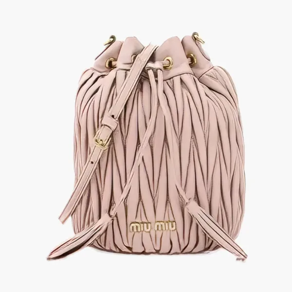 Miu Miu Matelasse Nappa Leather Bucket Bag Opal