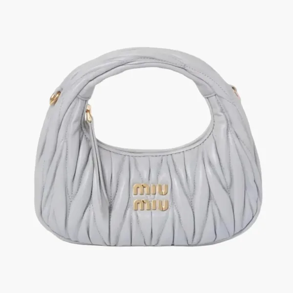 Miu Miu Wander Matelasse Nappa Leather Mini Hobo Bag Light Blue