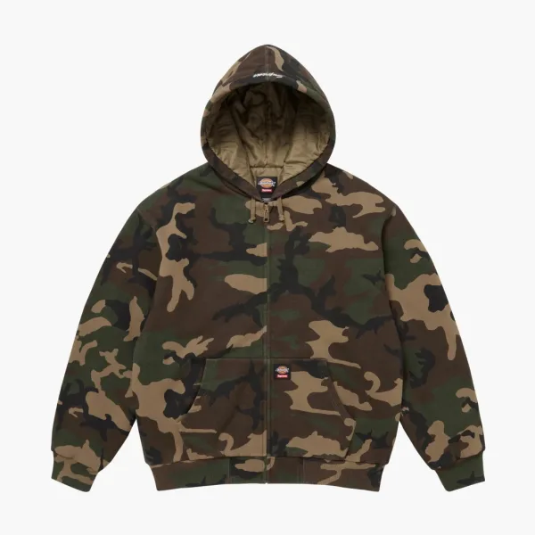 Supreme x Dickies Quilted Lined Zip Up Hooded Sweatshirt Woodland Camo