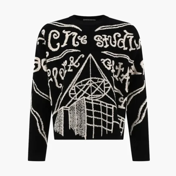 Acne Studios Jacquard Logo Jumper Black Ecru