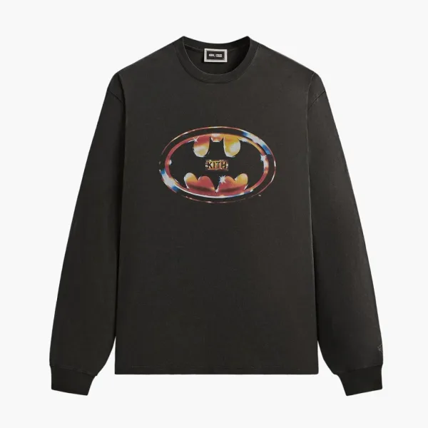 Kith x Batman Logo Vintage Long Sleeve Tee Black