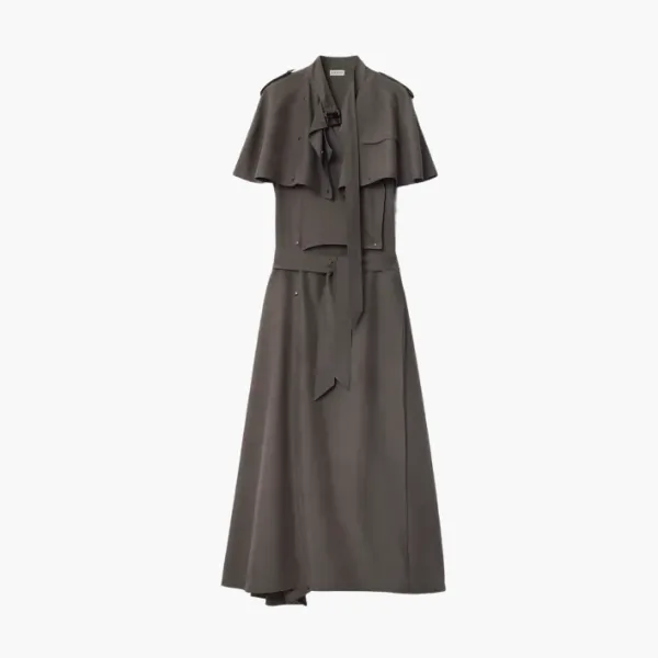 Burberry Silk Trench Dress Gray