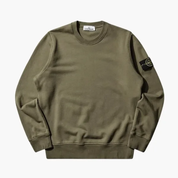 Stone Island Organic Cotton Fleece Sweatshirt Khaki