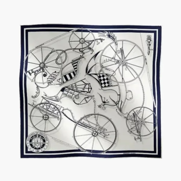 Hermes Silk Scarf Navy