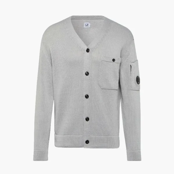 C.P. Company Compact Cotton Lens Cardigan Grey