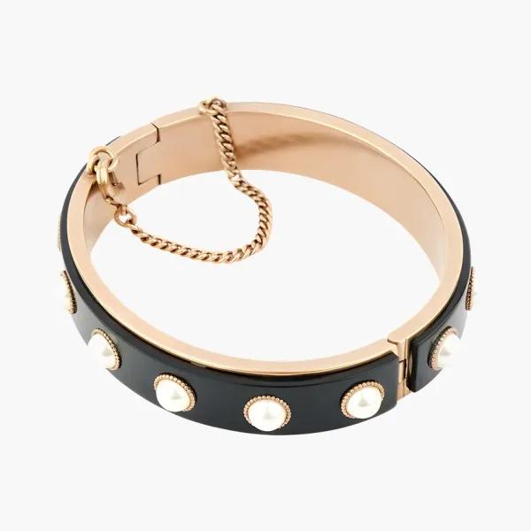 DIOR black metal bracelet with beads WMNS Black