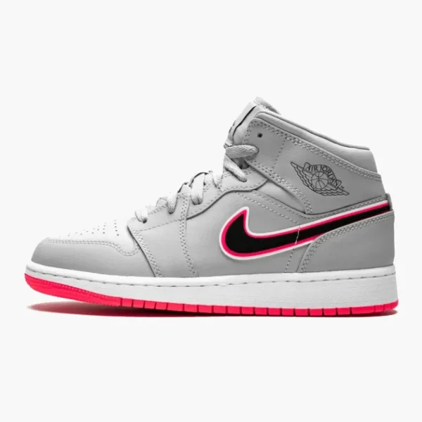 Air Jordan 1 Mid GS Wolf Grey Racer Pink
