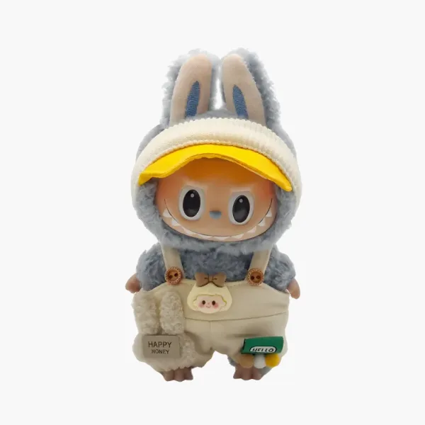 Pop Mart Labubu The Monsters Genki Bunny Grey Yellow Hood