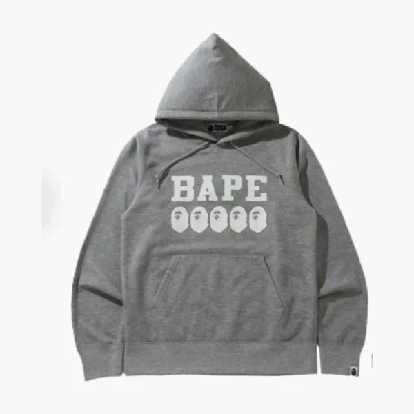 A Bathing Ape Multi Ape Head Pullover Hoodie Grey