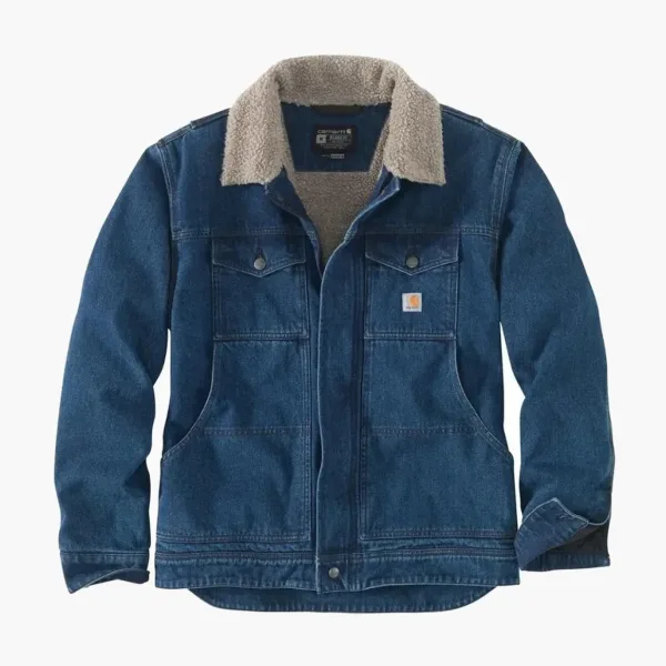 Carhartt 105478 Denim Sherpa-Lined Jacket Relaxed Fit Beech